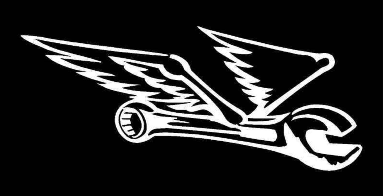 The Flying Wrench logo... a flying box end wrench with wings